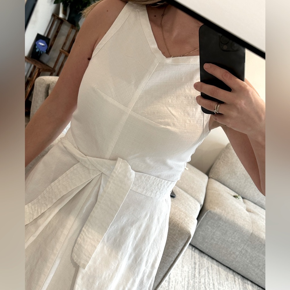 Ann Taylor White A line Cotton Dress with pockets Size 4 - Picture 3 of 11